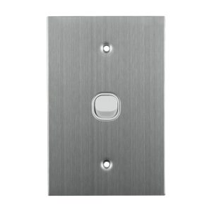 Stainless Steel Light Switch 1 Gang 10A 250V AC WHITE