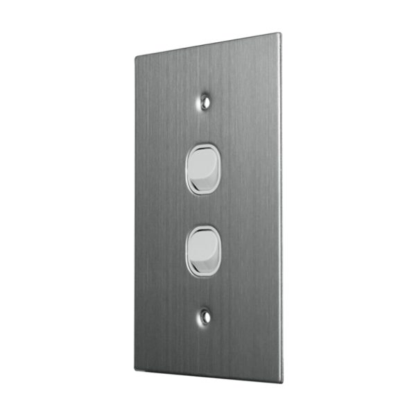 Stainless Steel Light Switch 2 Gang Vertical - Image 2