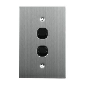 Stainless Steel Light Switch 2 Gang 10A 250V AC BLACK