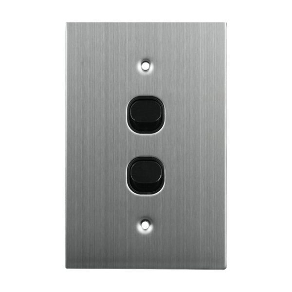 Stainless Steel Light Switch 2 Gang 10A 250V AC BLACK