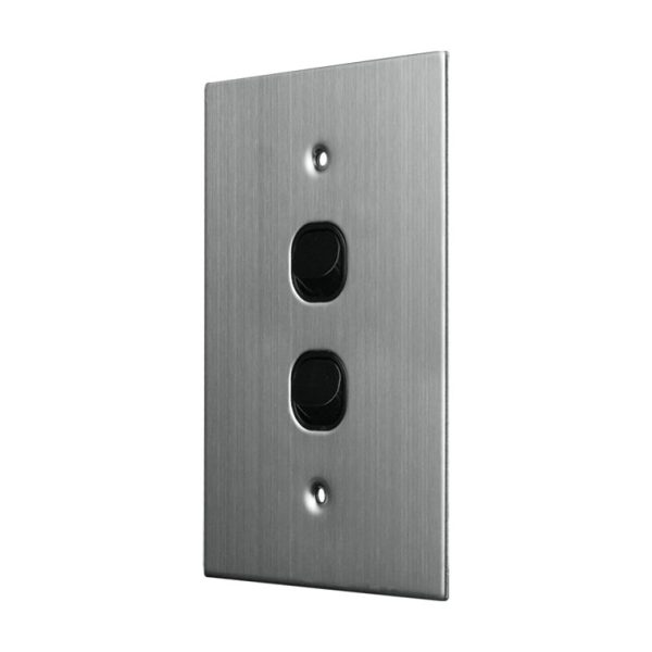 Stainless Steel Light Switch 2 Gang Vertical - BLACK - Image 2