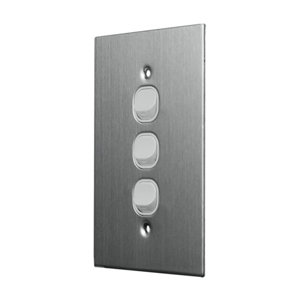 Stainless Steel Light Switch 3 Gang Vertical - Image 2