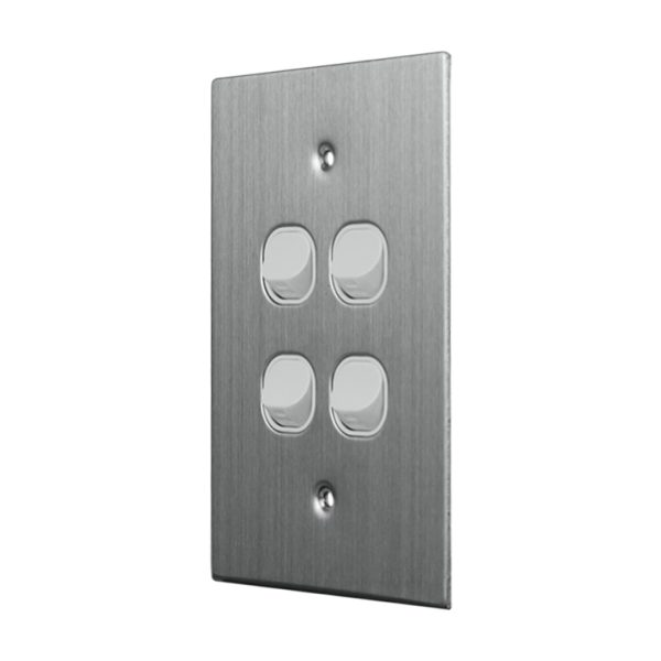 Stainless Steel Light Switch 4 Gang Vertical - Image 2