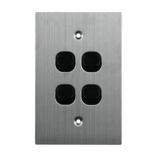 Stainless Steel Light Switch 4 Gang 10A 250V AC BLACK