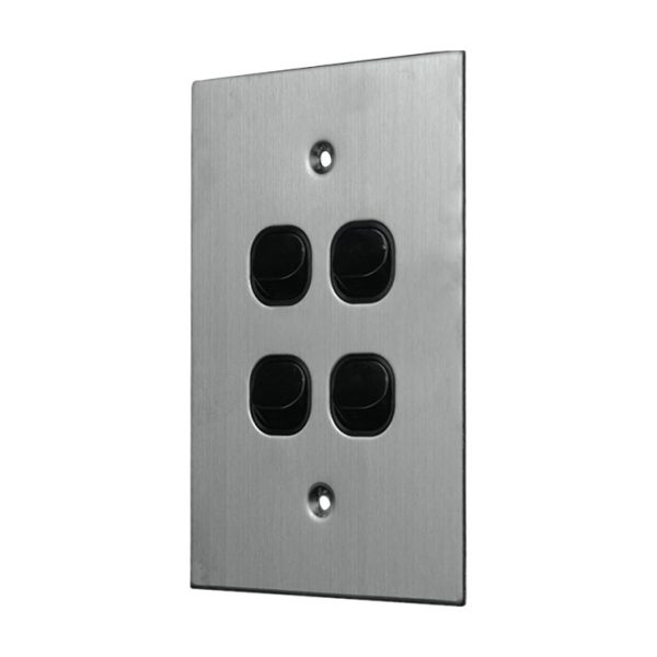 Stainless Steel Light Switch 4 Gang Vertical - BLACK - Image 2