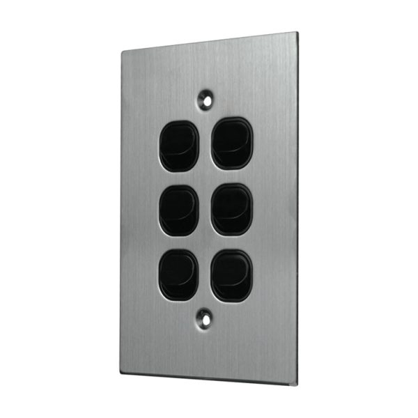 Stainless Steel Light Switch 6 Gang Vertical - BLACK - Image 2