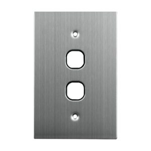 2 Gang Stainless Steel Grid Plate BLACK