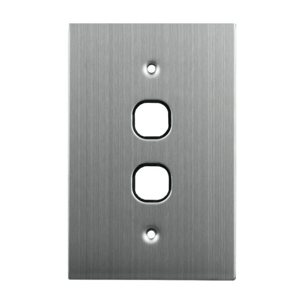2 Gang Stainless Steel Grid Plate BLACK
