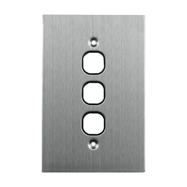 3 Gang Stainless Steel Grid Plate BLACK