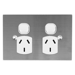 Stainless Steel GPO Double 10A 250V AC BLACK | PLATINUM Series