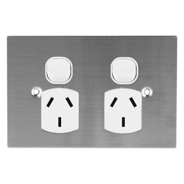 Stainless Steel GPO Double 10A 250V AC BLACK | PLATINUM Series