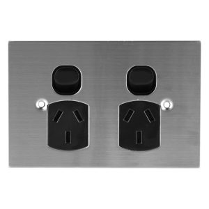 Stainless Steel GPO Double 10A 250V AC BLACK | PLATINUM Series