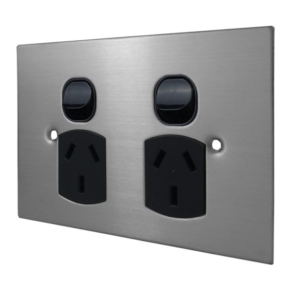 Stainless Steel Double Power Point - BLACK - Image 2