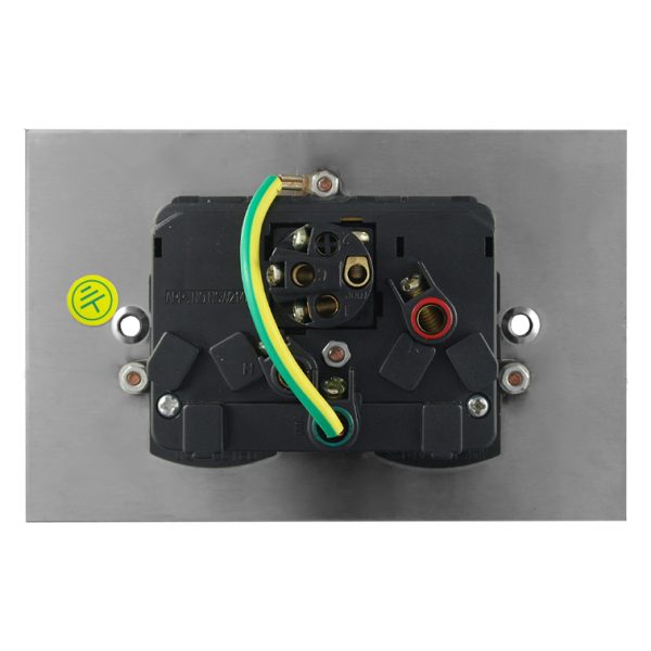 Stainless Steel Double Power Point with Extra Switch - BLACK - Image 4