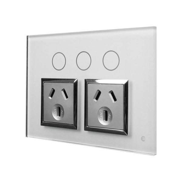 Glass Touch Power Point Double + Extra Switch I-TOUCH - Image 2