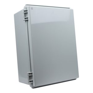 ip65 weatherproof enclosure 400x300x180mm grey hinged cover