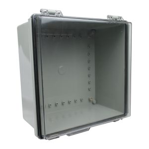 ip65 weatherproof enclosure 300 x 300 x 180mm clear hinged cover